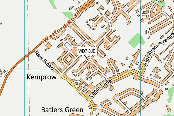 WD7 8JE map - OS VectorMap District (Ordnance Survey)