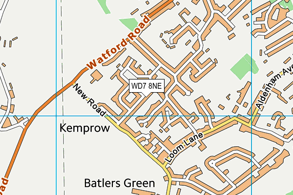 WD7 8NE map - OS VectorMap District (Ordnance Survey)