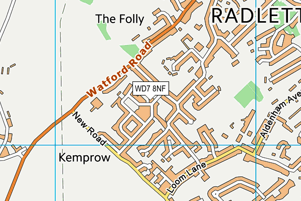 WD7 8NF map - OS VectorMap District (Ordnance Survey)