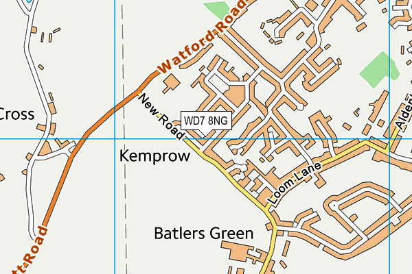 WD7 8NG map - OS VectorMap District (Ordnance Survey)