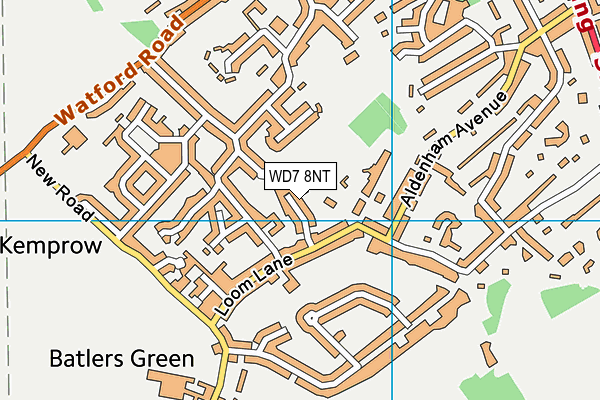 WD7 8NT map - OS VectorMap District (Ordnance Survey)