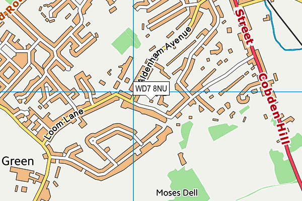 WD7 8NU map - OS VectorMap District (Ordnance Survey)