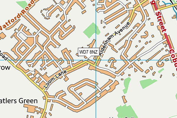 WD7 8NZ map - OS VectorMap District (Ordnance Survey)