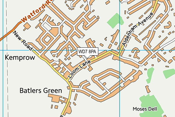WD7 8PA map - OS VectorMap District (Ordnance Survey)