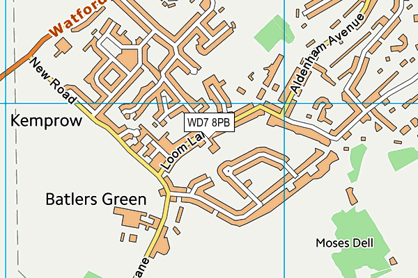 WD7 8PB map - OS VectorMap District (Ordnance Survey)
