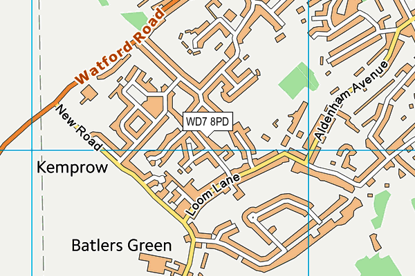 WD7 8PD map - OS VectorMap District (Ordnance Survey)