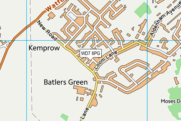 WD7 8PG map - OS VectorMap District (Ordnance Survey)