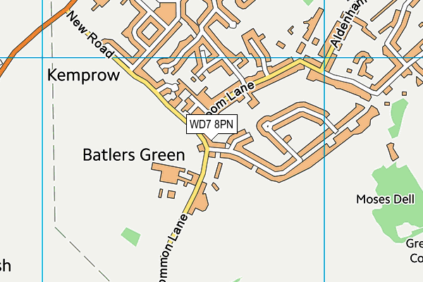 WD7 8PN map - OS VectorMap District (Ordnance Survey)