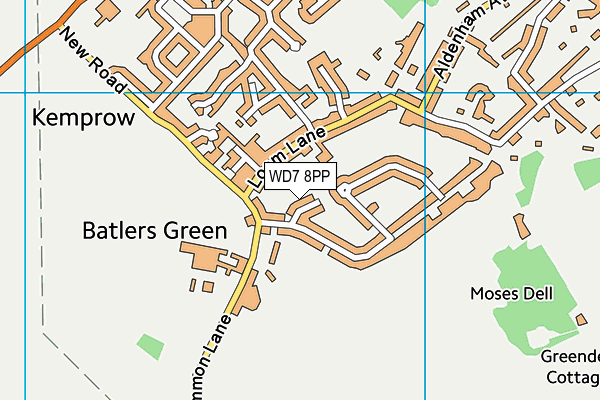 WD7 8PP map - OS VectorMap District (Ordnance Survey)