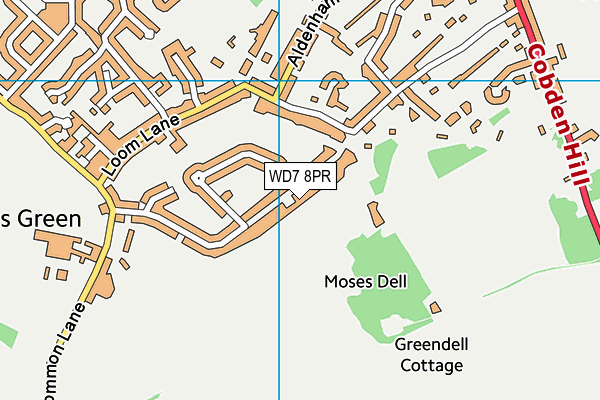WD7 8PR map - OS VectorMap District (Ordnance Survey)