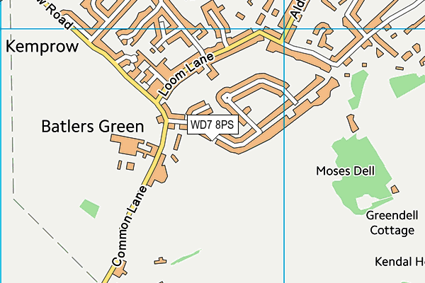WD7 8PS map - OS VectorMap District (Ordnance Survey)