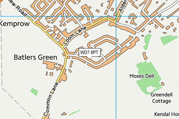 WD7 8PT map - OS VectorMap District (Ordnance Survey)