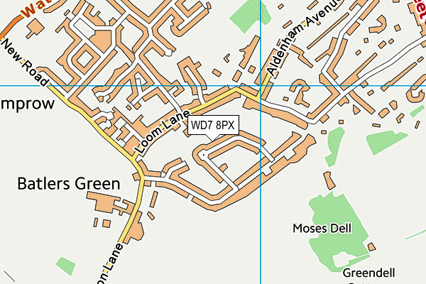 WD7 8PX map - OS VectorMap District (Ordnance Survey)