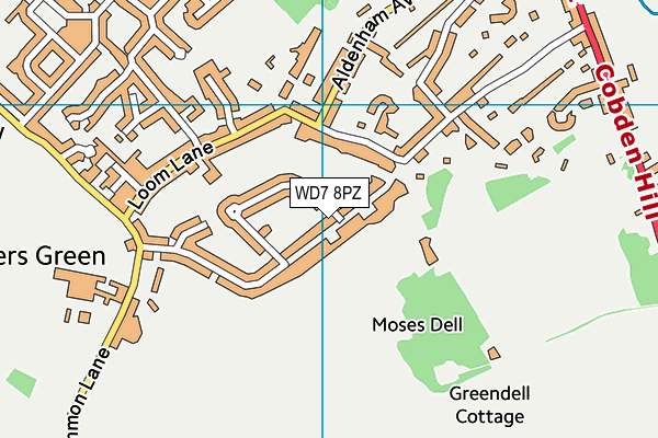 WD7 8PZ map - OS VectorMap District (Ordnance Survey)