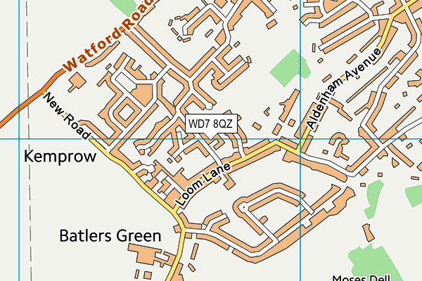 WD7 8QZ map - OS VectorMap District (Ordnance Survey)
