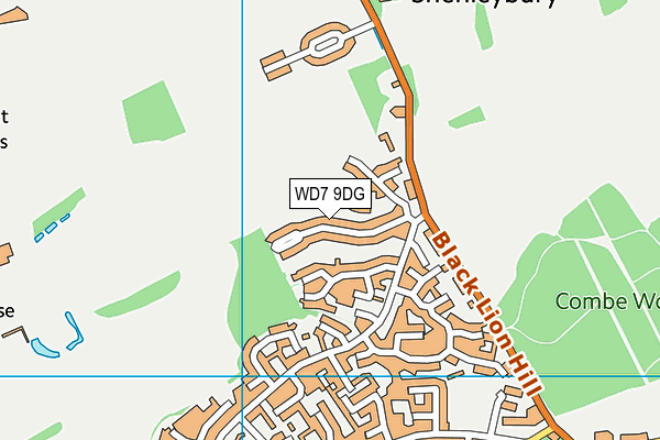 WD7 9DG map - OS VectorMap District (Ordnance Survey)
