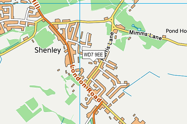 WD7 9EE map - OS VectorMap District (Ordnance Survey)