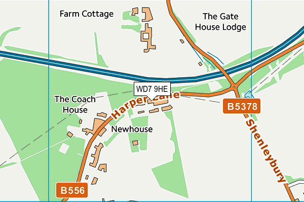 WD7 9HE map - OS VectorMap District (Ordnance Survey)