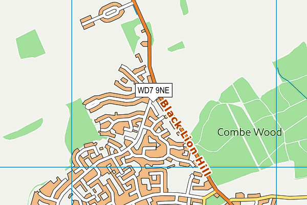 WD7 9NE map - OS VectorMap District (Ordnance Survey)
