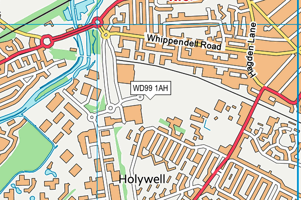 WD99 1AH map - OS VectorMap District (Ordnance Survey)