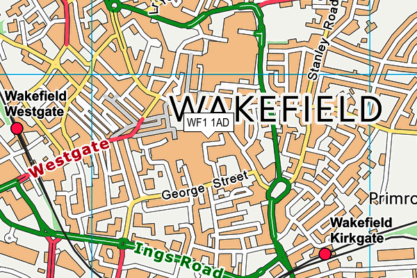 WF1 1AD map - OS VectorMap District (Ordnance Survey)