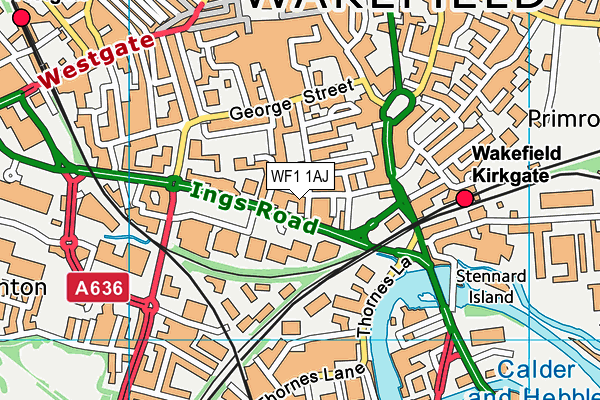 WF1 1AJ map - OS VectorMap District (Ordnance Survey)