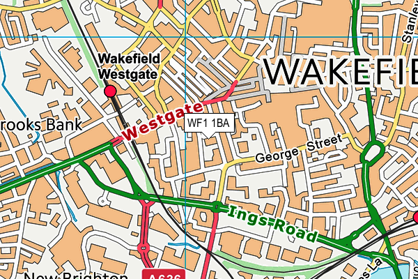 WF1 1BA map - OS VectorMap District (Ordnance Survey)