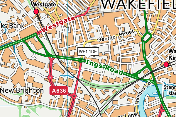 WF1 1DE map - OS VectorMap District (Ordnance Survey)