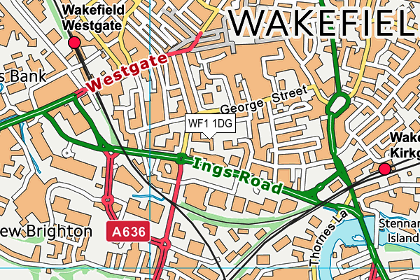 WF1 1DG map - OS VectorMap District (Ordnance Survey)