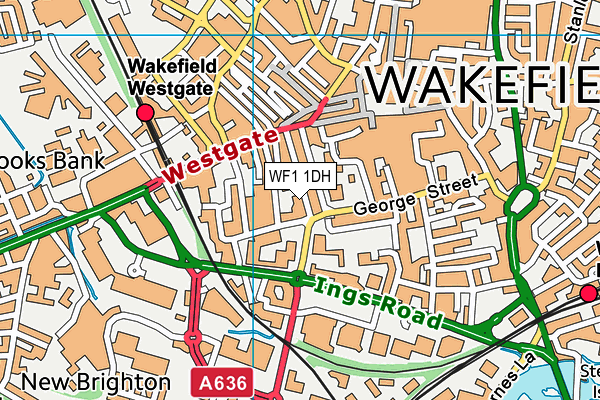 WF1 1DH map - OS VectorMap District (Ordnance Survey)