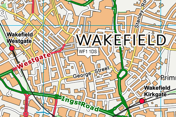 WF1 1DS map - OS VectorMap District (Ordnance Survey)