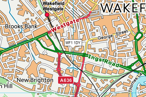 WF1 1DY map - OS VectorMap District (Ordnance Survey)