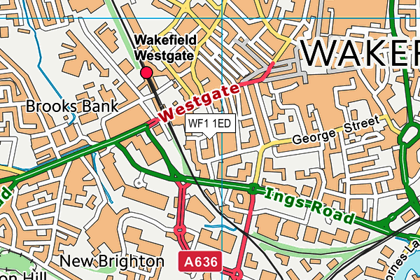 WF1 1ED map - OS VectorMap District (Ordnance Survey)