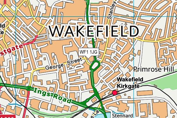 WF1 1JG map - OS VectorMap District (Ordnance Survey)