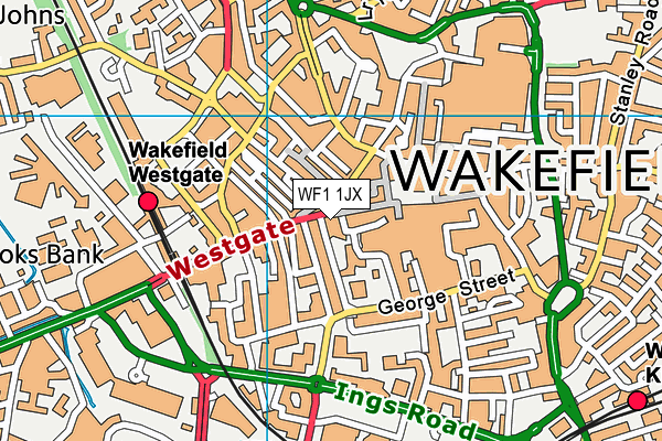 WF1 1JX map - OS VectorMap District (Ordnance Survey)