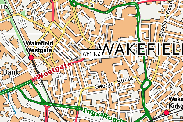 WF1 1JZ map - OS VectorMap District (Ordnance Survey)