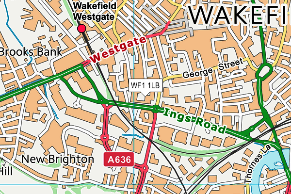 WF1 1LB map - OS VectorMap District (Ordnance Survey)