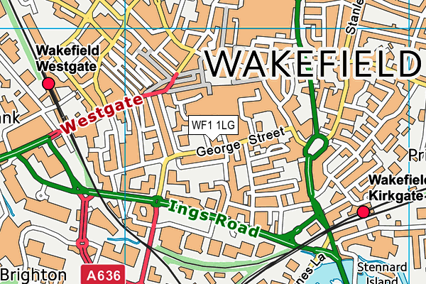 WF1 1LG map - OS VectorMap District (Ordnance Survey)