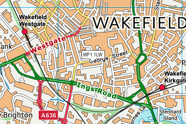 WF1 1LW map - OS VectorMap District (Ordnance Survey)