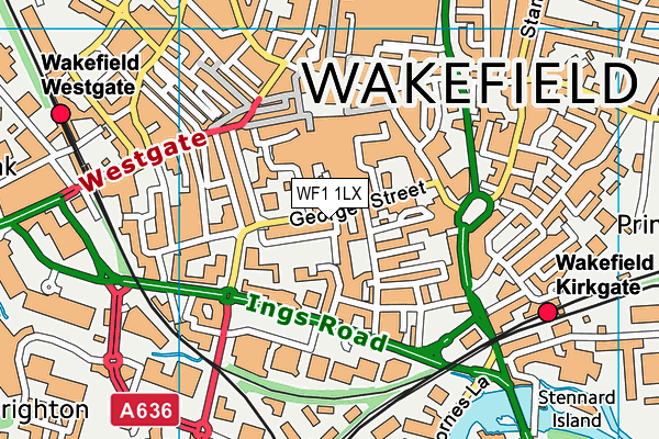 WF1 1LX map - OS VectorMap District (Ordnance Survey)