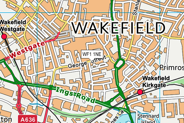 WF1 1NE map - OS VectorMap District (Ordnance Survey)