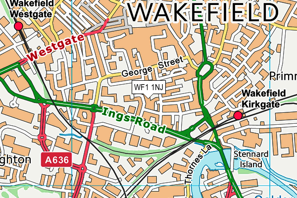 WF1 1NJ map - OS VectorMap District (Ordnance Survey)