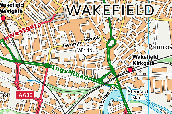 WF1 1NL map - OS VectorMap District (Ordnance Survey)