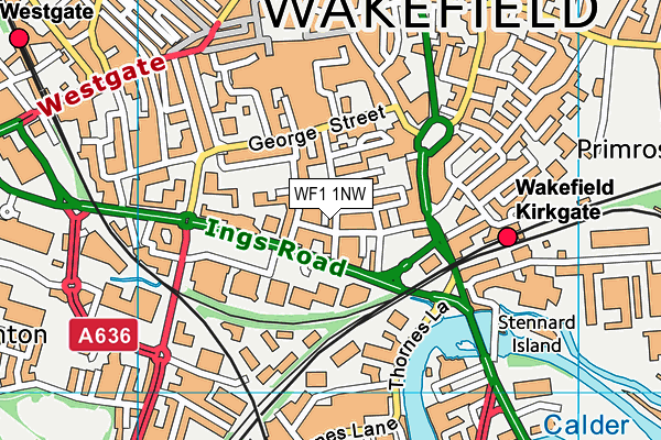 WF1 1NW map - OS VectorMap District (Ordnance Survey)