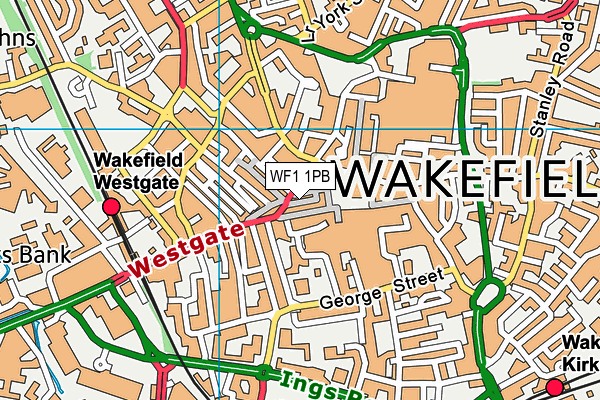 WF1 1PB map - OS VectorMap District (Ordnance Survey)