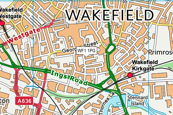 WF1 1PG map - OS VectorMap District (Ordnance Survey)