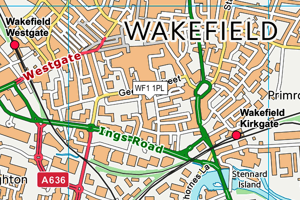 WF1 1PL map - OS VectorMap District (Ordnance Survey)