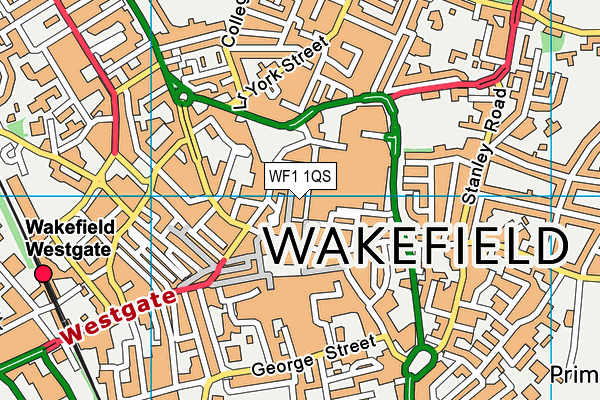 Puregym (Wakefield) map (WF1 1QS) - OS VectorMap District (Ordnance Survey)