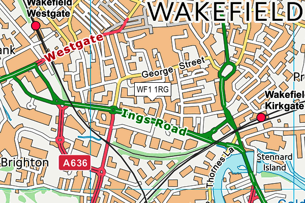 WF1 1RG map - OS VectorMap District (Ordnance Survey)