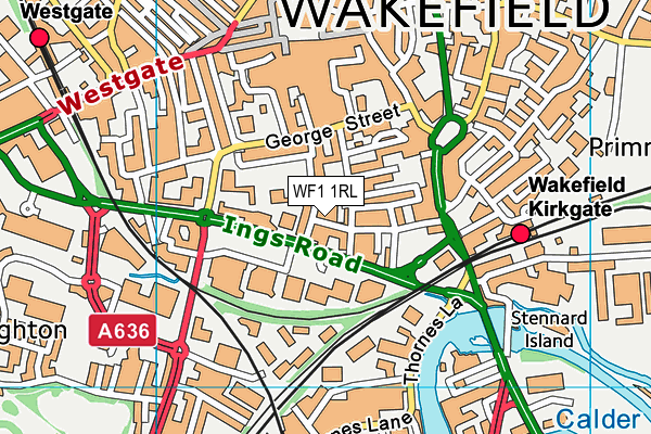 WF1 1RL map - OS VectorMap District (Ordnance Survey)